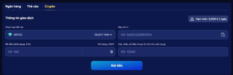 Hướng Dẫn Chi Tiết Để Rút Tiền DV88 Một Cách An Toàn 4 Rút tiền qua tiền điện tử (Crypto)